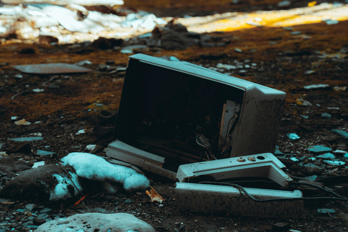 Broken electronics ready for recycling